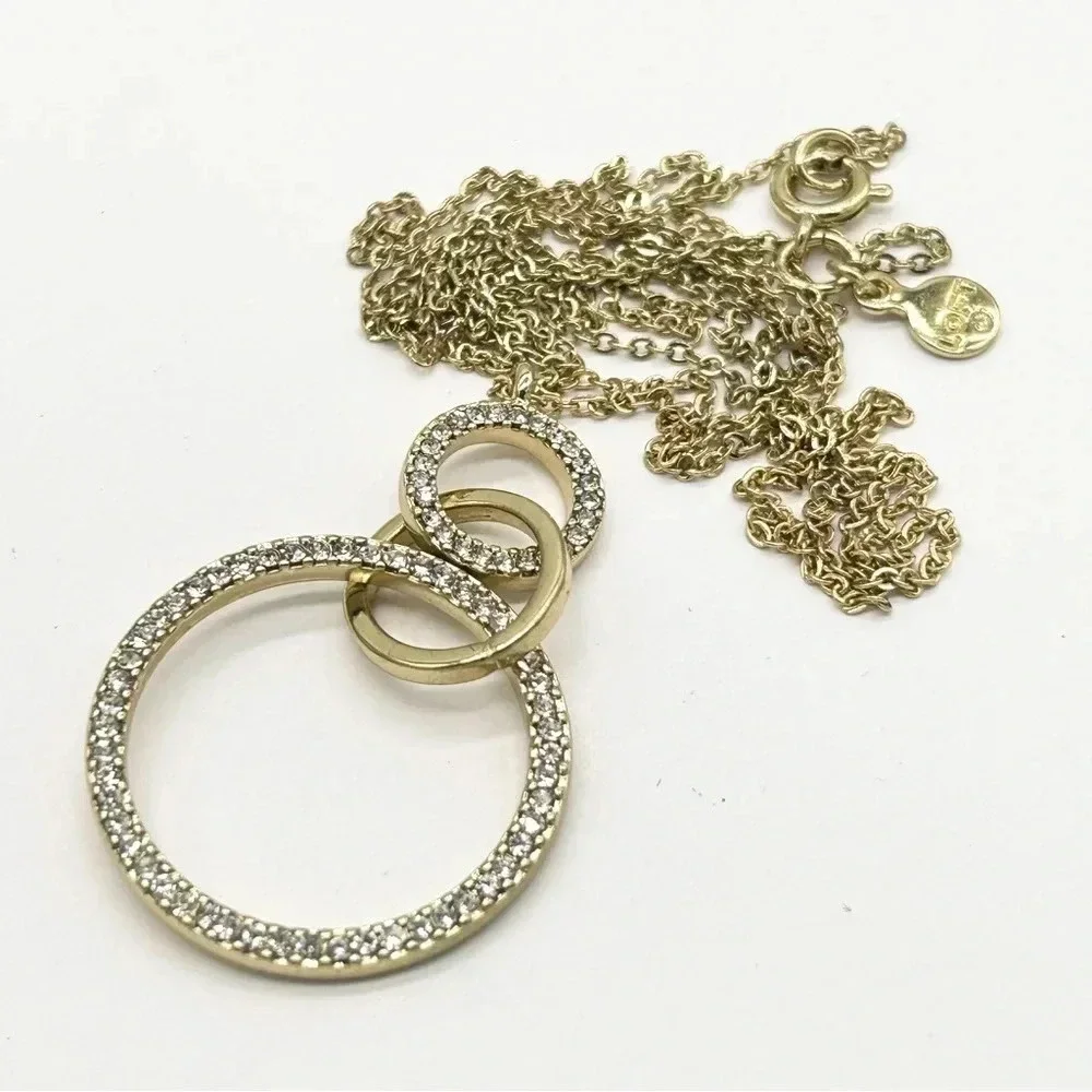 LOFT Gold Jeweled Rings Pendant Necklace